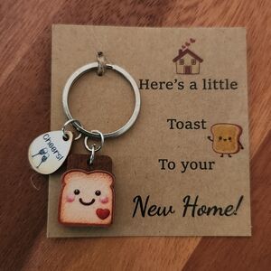 Handmade Cheerful Toast Keychain - Brown Toast Charm